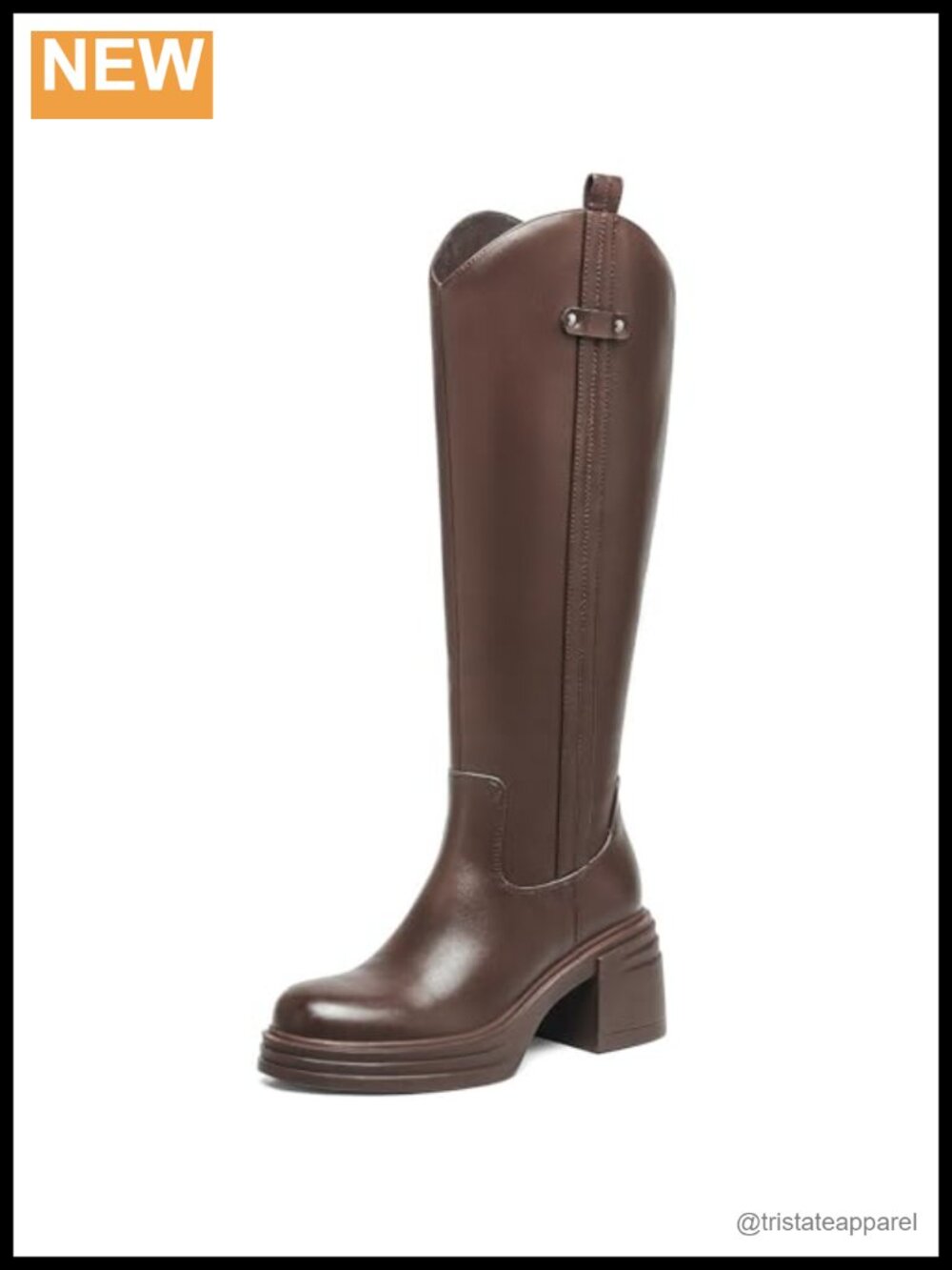Women's Knee High Boots Chunky Heel Faux Leather Tall Zip